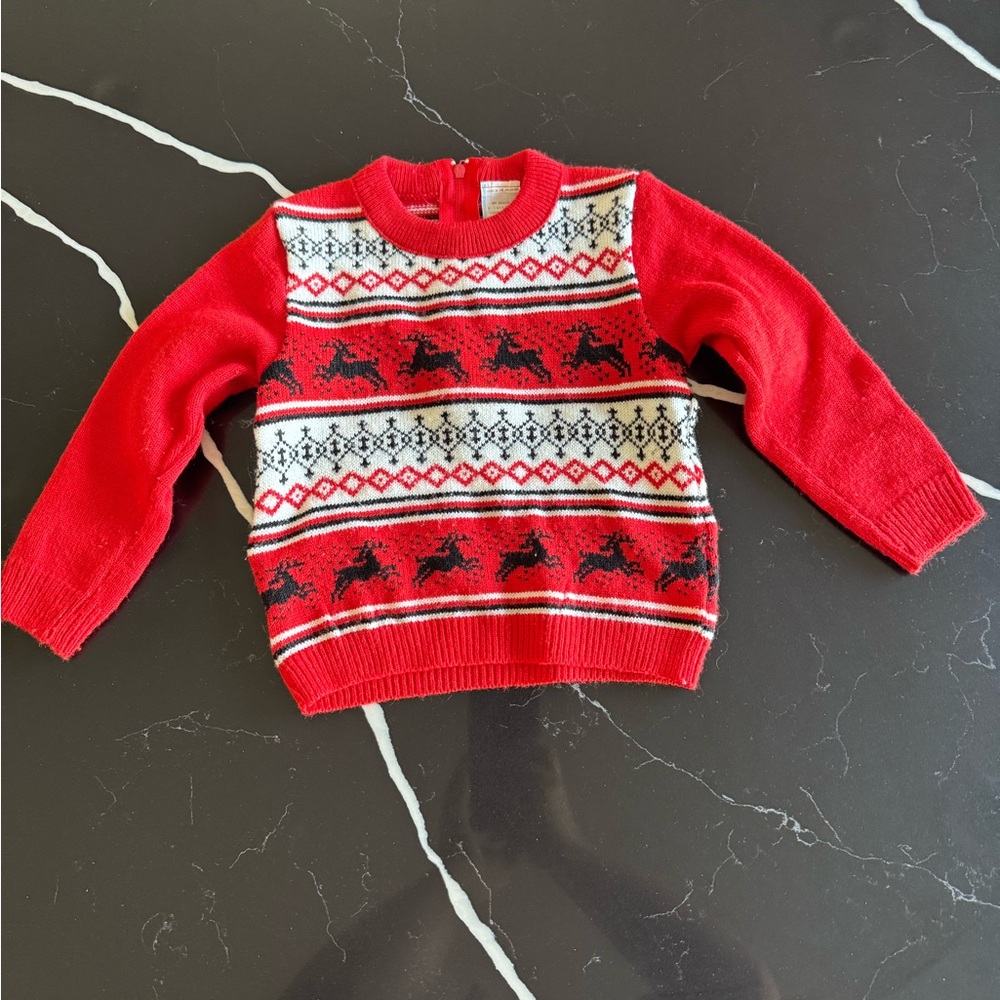 Vintage kids Festive Red Reindeer Sweater